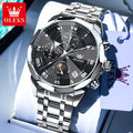 OLEVS Men's Chronograph Watch with Moon Phase, Waterproof Multifunction Quartz Wristwatch