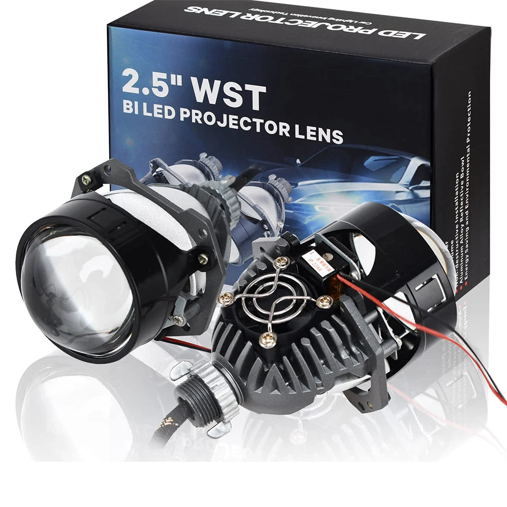 90W 2.5 Inch Angel Eyes Mini Bi Led Lens Universal Projectors For H4 H7 9005 9006 Car Headlights Retrofit Halo Mask Upgrad Kit