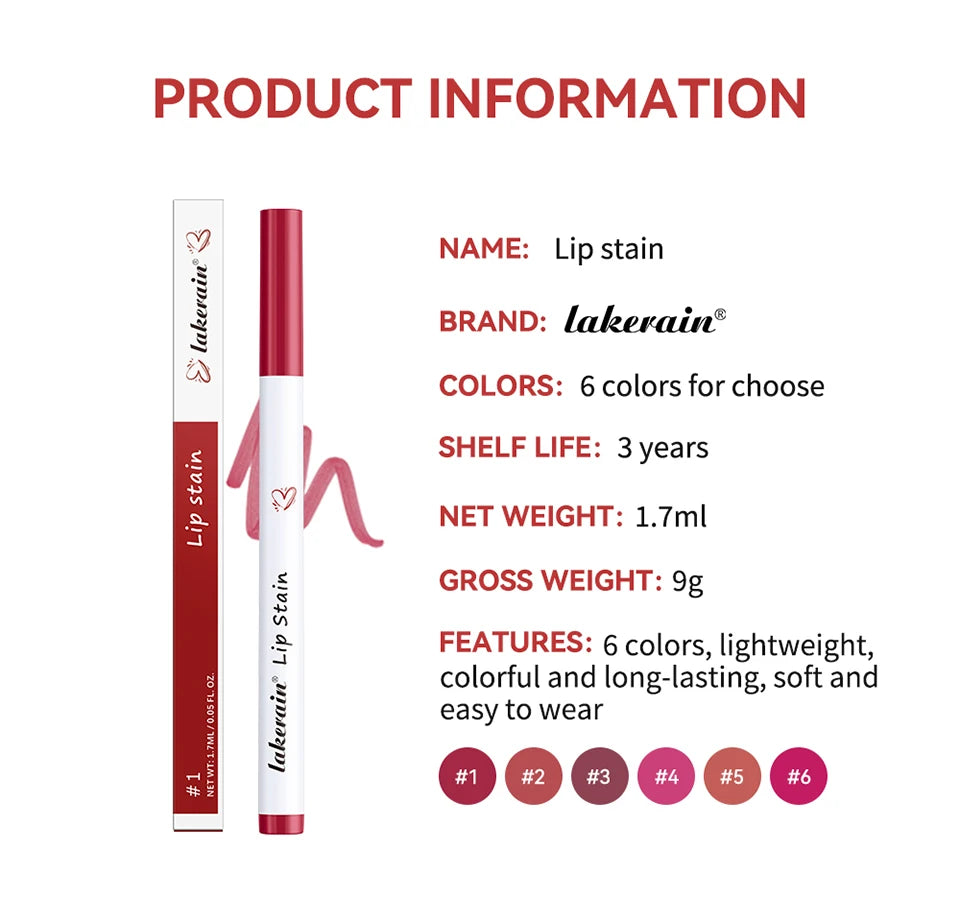 Waterproof Lip Stain Long Lasting Transferproof Lip Color Lightweight Liquid Lip Tint Easy To Apply Natural Daily Beauty Lip Makeup