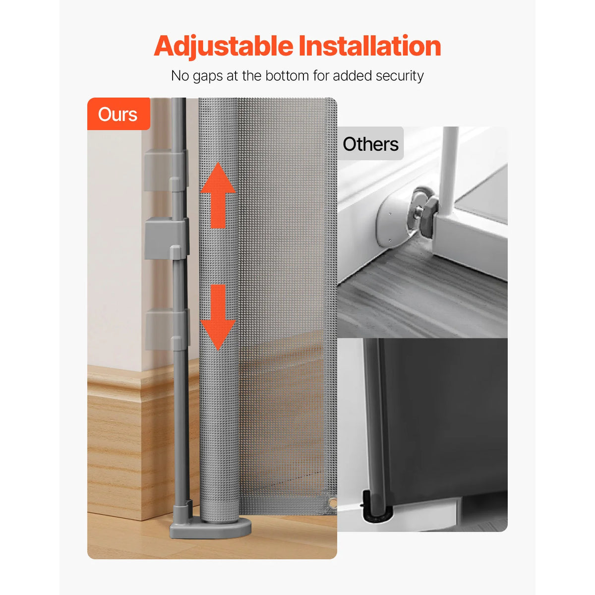 55/71/110in Retractable Baby Gate 34in Tall Extends Wide Retractable Gate Kids Mesh Material Easy to Install