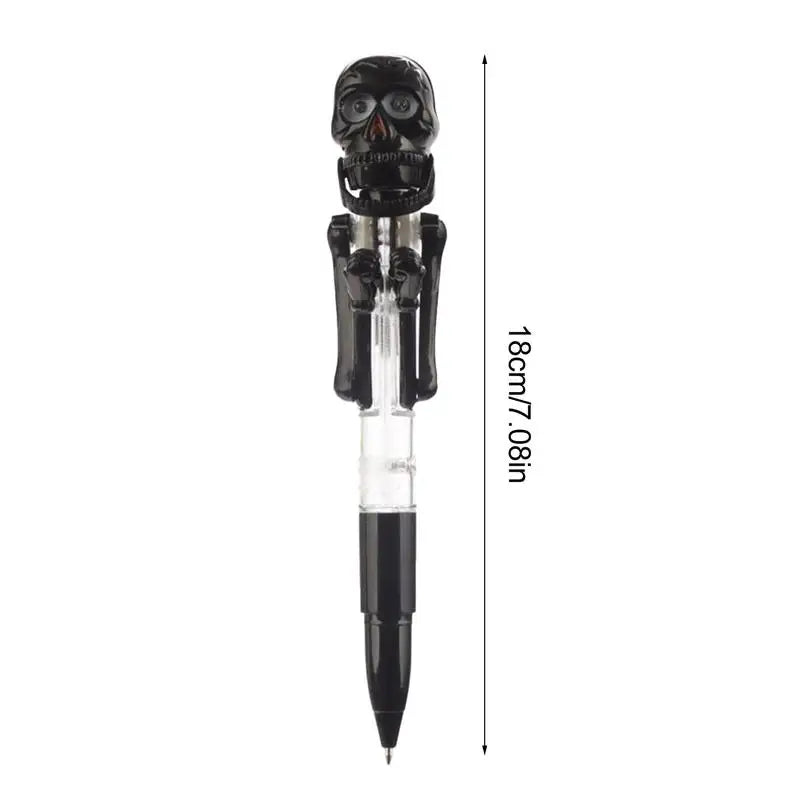 Halloween Skeleton Head Boxing Pen Children Creative Ball Point Pen With Light Toy Halloween Stationery Supplies