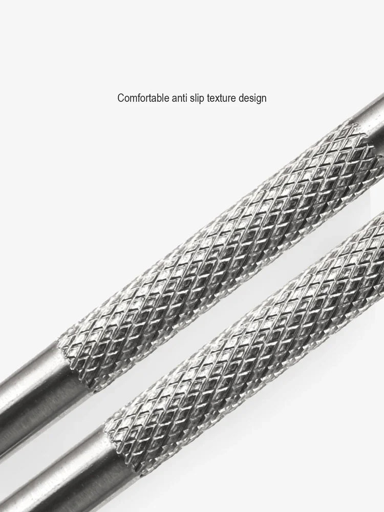 Nail Circle Beveled Head Stainless Steel Cuticle Pusher Nail Art Sanding Tablet Manicure Sticks Tool for Salon Nails 2030