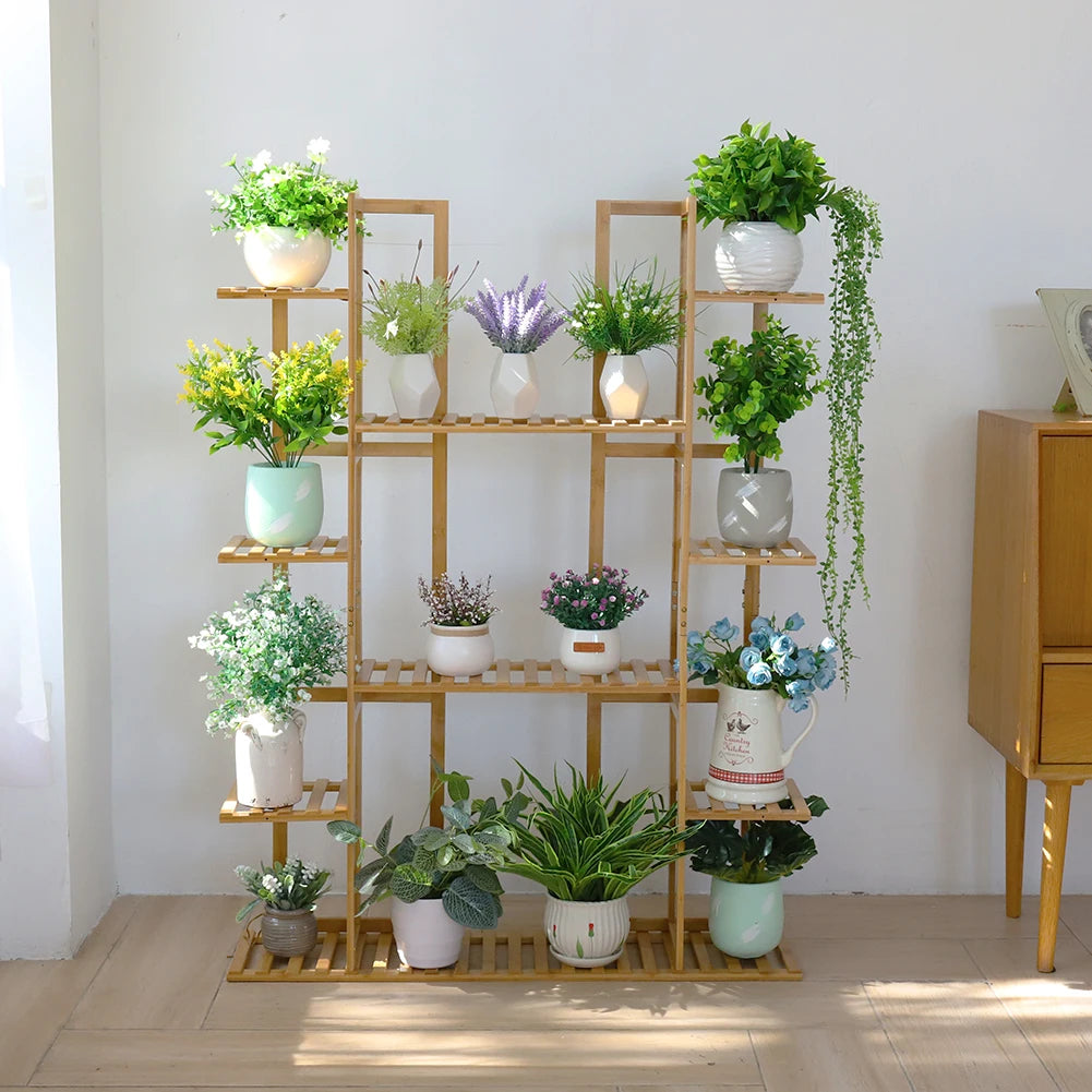 Extra Large 9-Tier Bamboo Plant Stand for Indoor Plants
