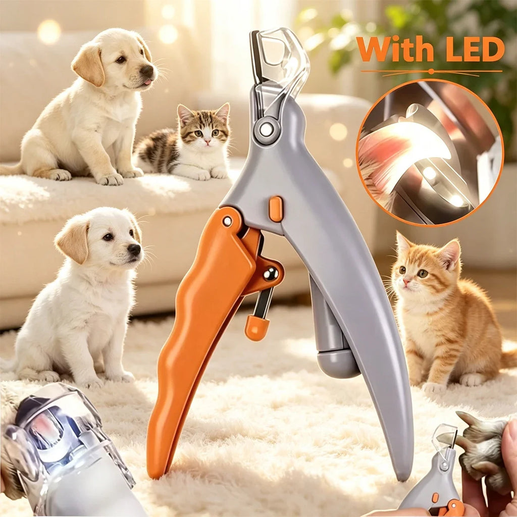 Pet Nail Clipper with LED Light & 5X Magnifying, Dog & Cat Claw Trimmer, Pet Grooming Tool for Easy Nail Care
