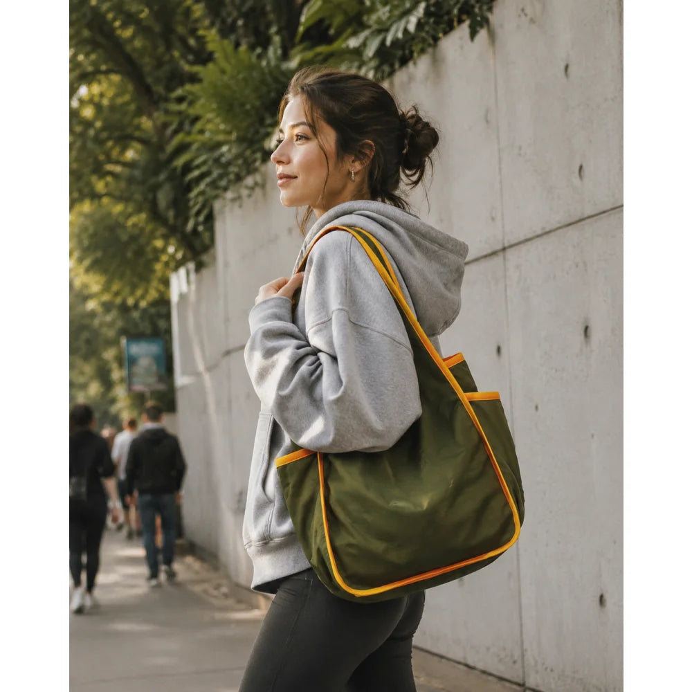 1pcs Drawstring Shopping Tote Bag for Groceries Travel Storage Reusable Eco-Friendly Lightweight Collapsible Design Reusable