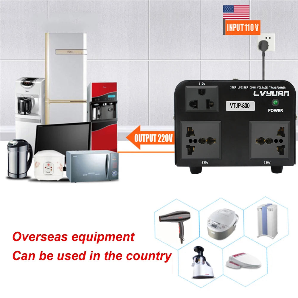 500W-5000W Voltage Converter Step Up & Down 110V to 220V UN/US Socket 50/60Hz Power Transformer For Home Appliance