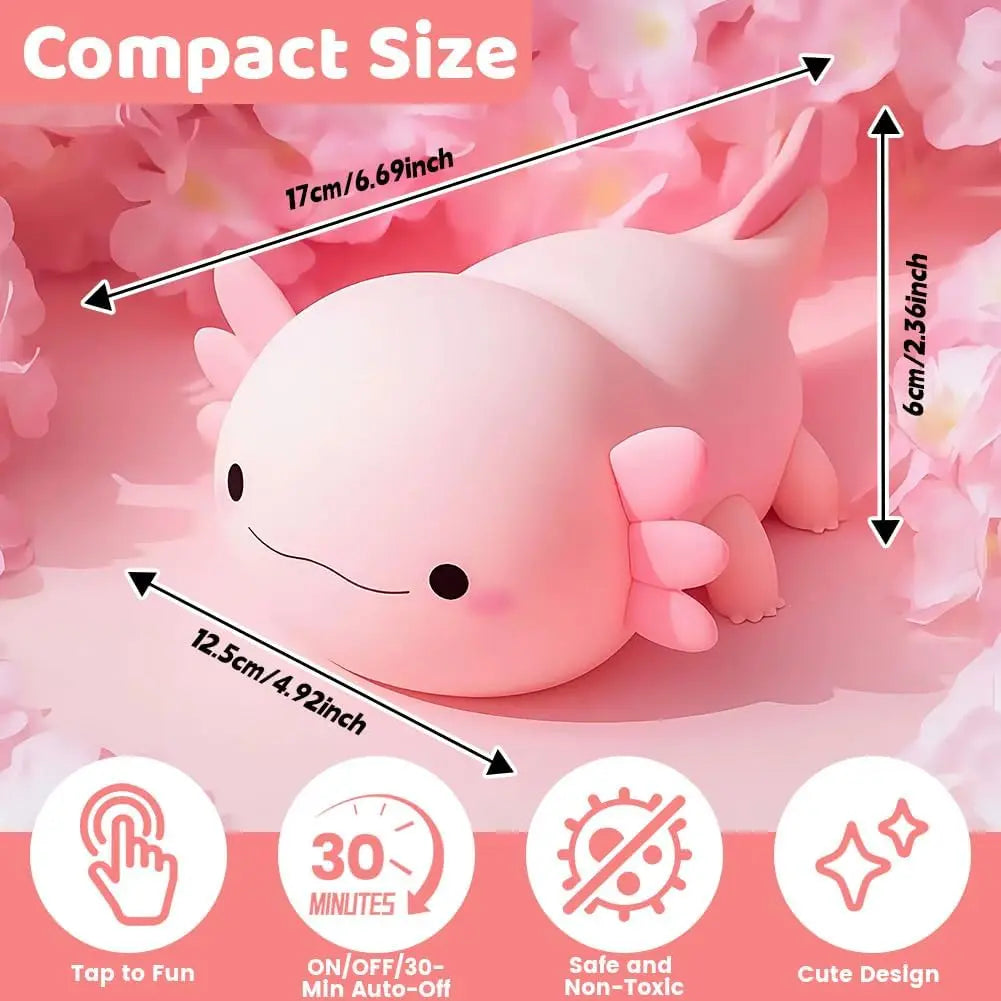Silicone Axolotl LED Night Light with Touch Control