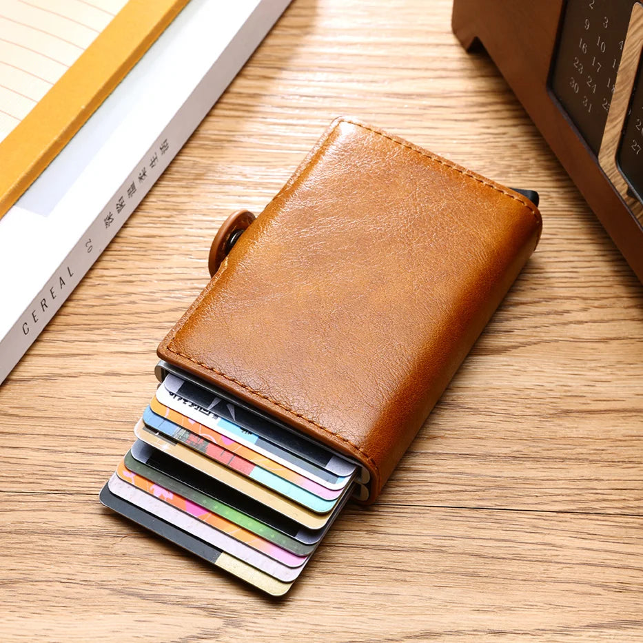 RFID Blocking Carbon Fiber Slim Card Wallet for Men, 14 Card Holder Minimalist Wallet