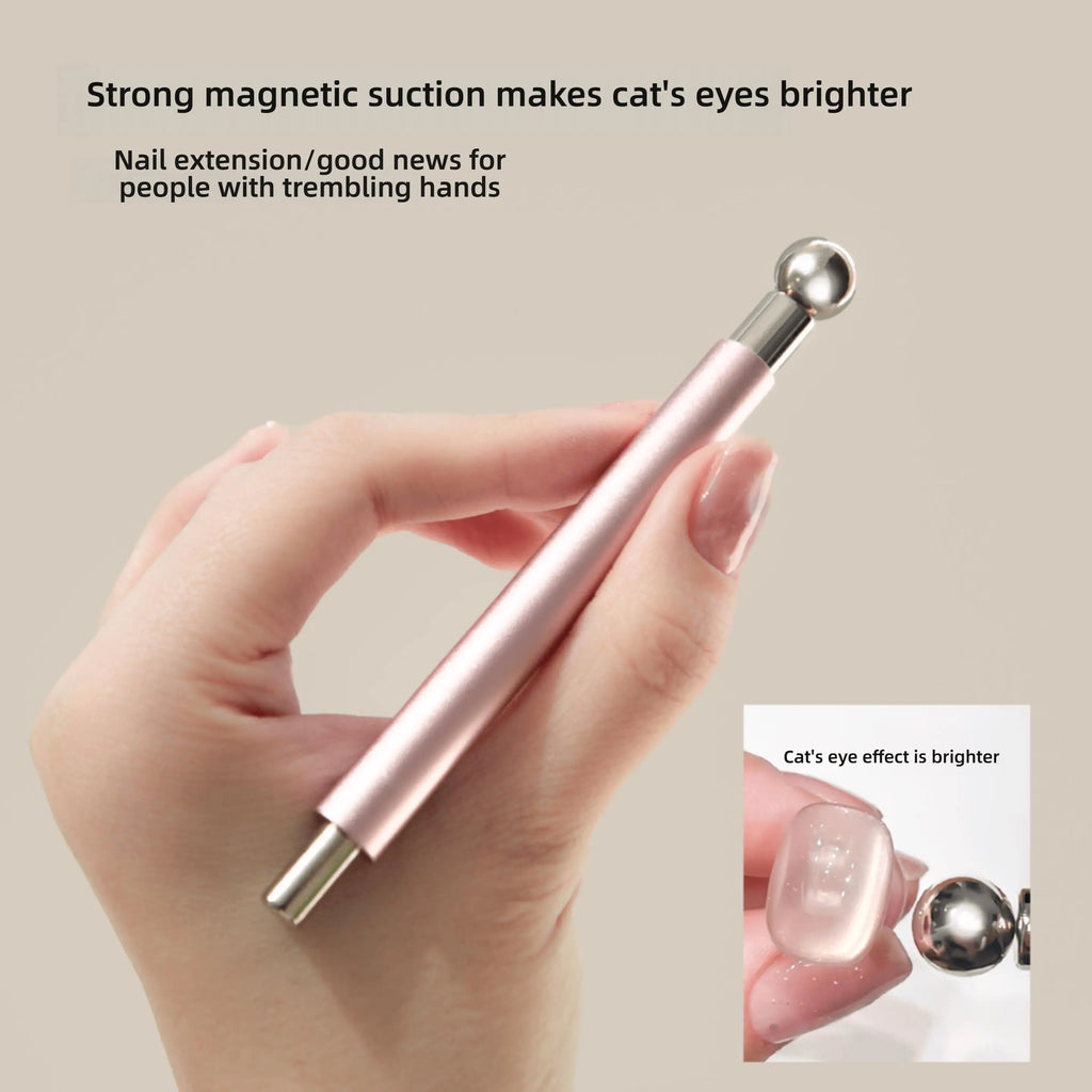 1pcs Little Wand Double Head Nail Magnetic Stick for Cat Eye Nail Gel Strong Magnet Steel Ball Detachable Manicure Magnetic Tool