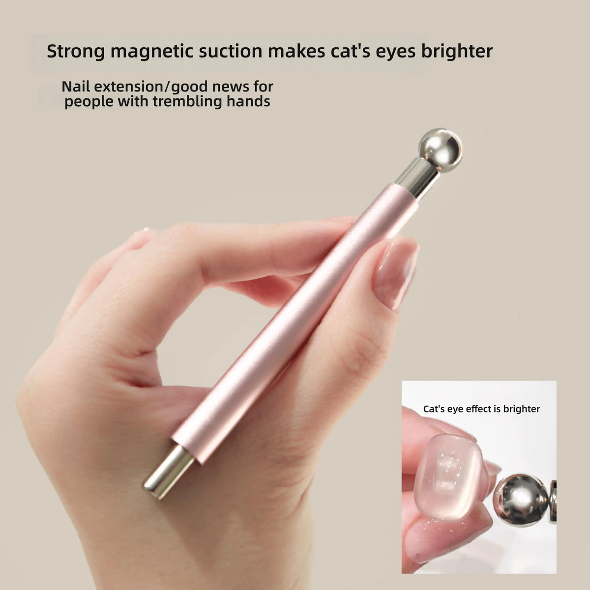 1pcs Little Wand Double Head Nail Magnetic Stick for Cat Eye Nail Gel Strong Magnet Steel Ball Detachable Manicure Magnetic Tool