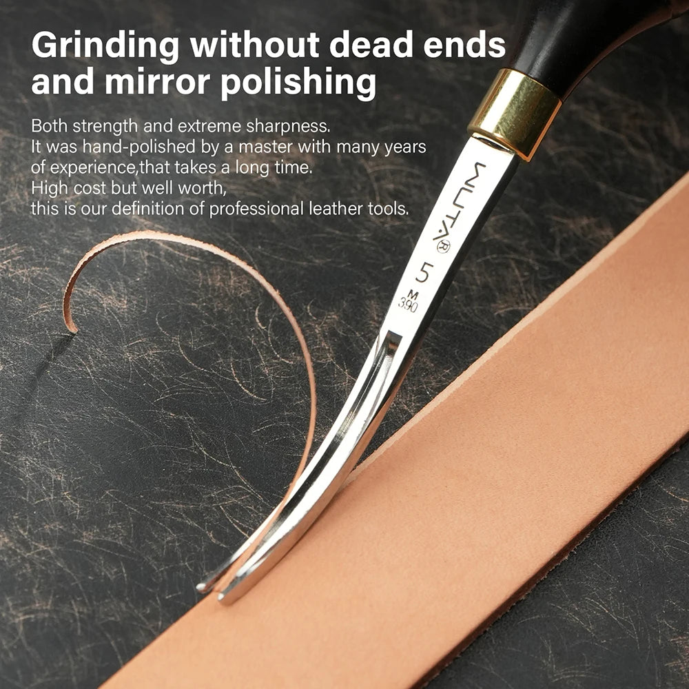 WUTA 1PC Leather Edge Beveler PRO Skiving Craft Work M390 / DC53 Steel Ebony Handle Cutter Edger Creaser Skiver Leather Tools
