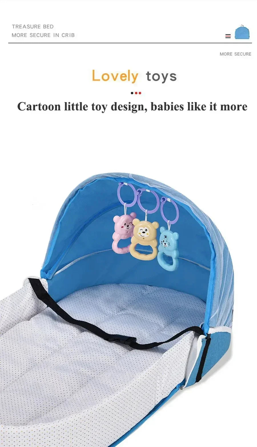Portable Foldable Baby Bassinet, Travel Crib Bed for Newborns