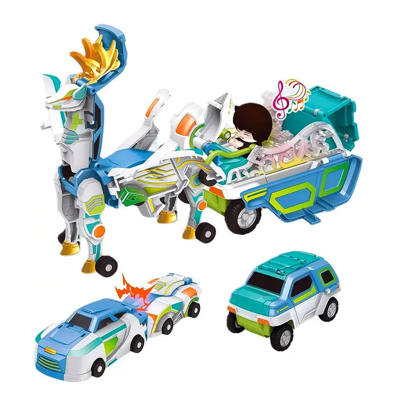 Magnetic Dinosaur Transformer Car Toy, 2-in-1 Transforming Cars for Kids, STEM Birthday Gift