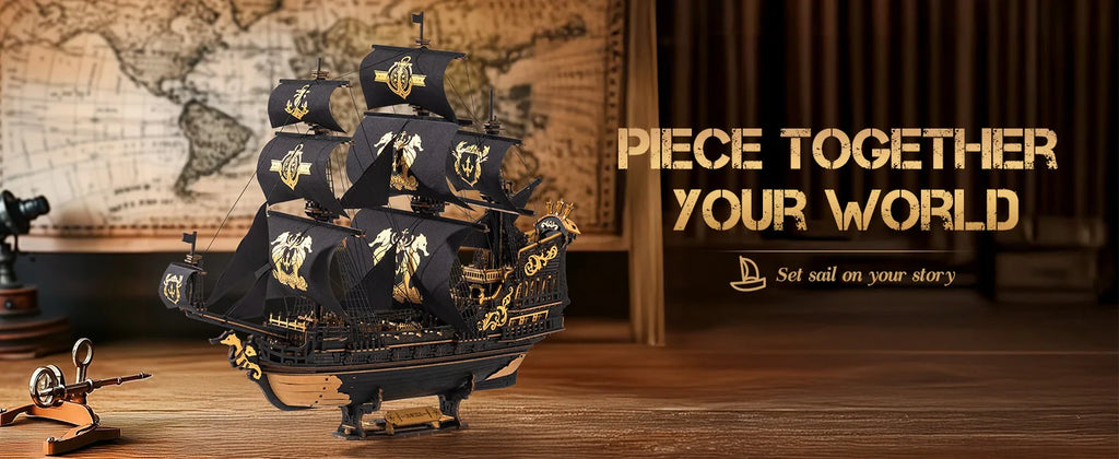 Robotime 3D Puzzle Wooden Seahouse Barque Model Kits Build Home Desk Decoration Gift For Teens and Adults