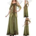 Green Fairy Wing Dresses for Women Halloween Cosplay Costumes Cos Fairy Princess Medieval Corset Long Dress Lace Up Party Dress