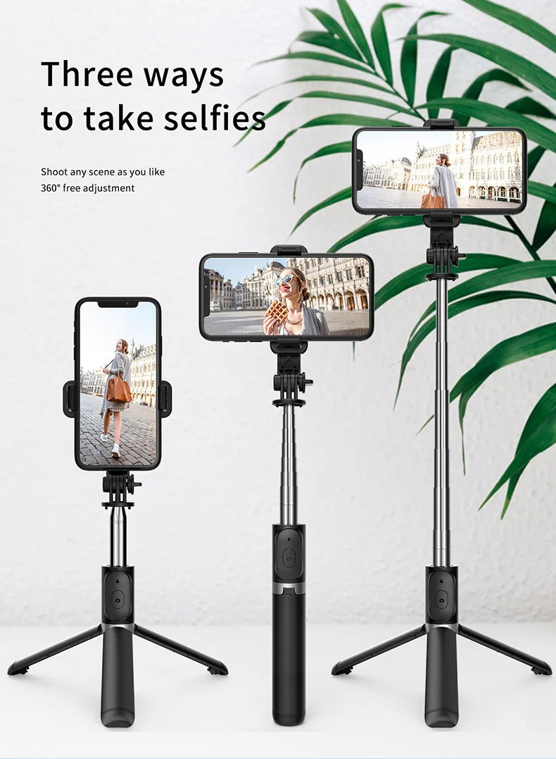 40 inch Retractable Selfie Stick Professional Floor Tripod for Live Streaming, with Wireless Remote, 360° Rotation, Stable Anti-