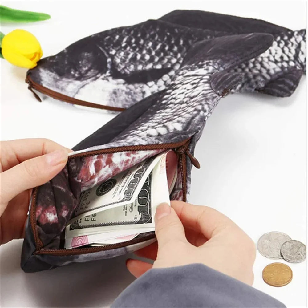 Novelty Fish Pencil Case, Cute Pen Pouch and Coin Purse for School and Office