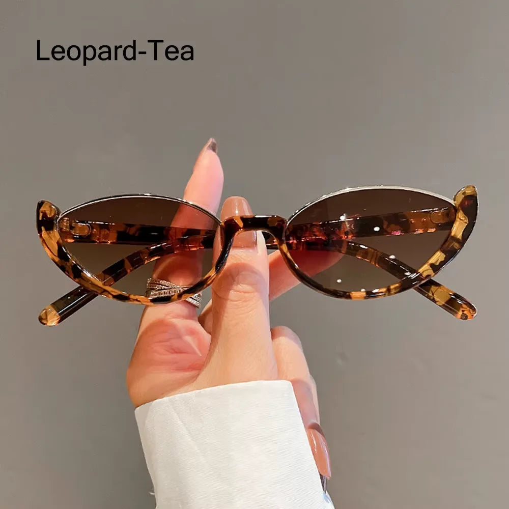 Vintage Small Cat Eye Sunglasses for Women, Trendy Half-Frame Fashion Shades