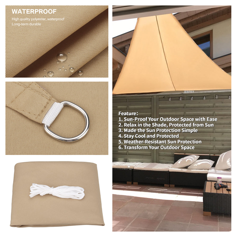 5x5x5/2x2x2M Waterproof Sun Shelter Triangle Sunshade Protection Outdoor Canopy Garden Patio Pool Shade Sail Awning Shade Cloth