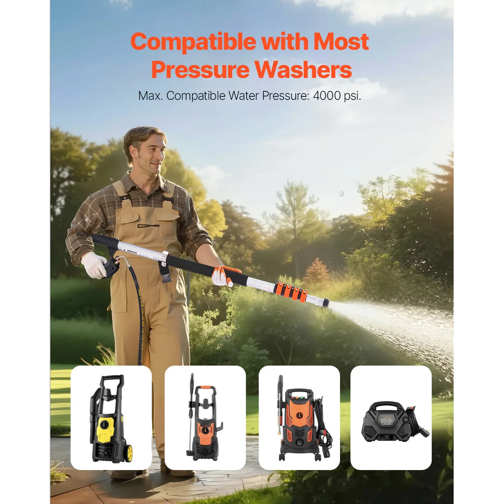VEVOR Pressure Washer Telescoping Wand 21 ft 4000 psi Telescopic Spray Wand with Power Washer Extension Wands 7 Spray Nozzle