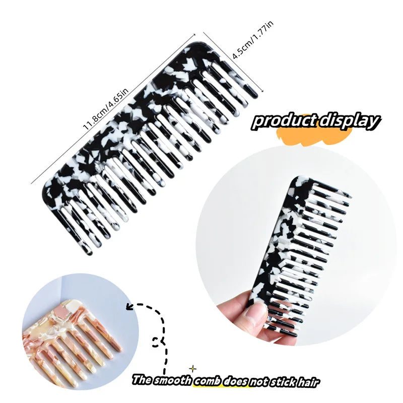 Wide Tooth Acetate Hair Comb, Anti-Static Detangling Comb for Curly and Thick Hair
