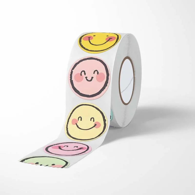 Cute Kids Reward Stickers Roll, Self-Adhesive Thank You Labels for Teachers and Classrooms