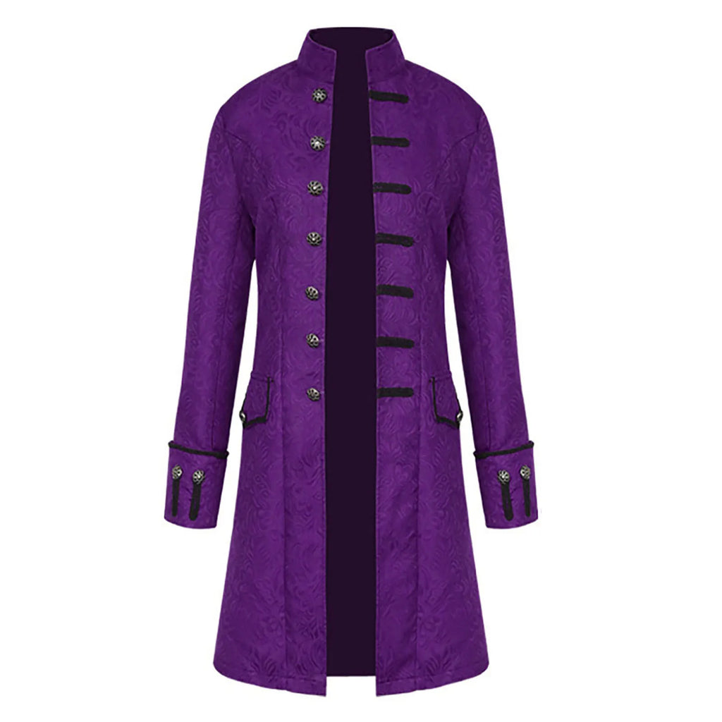 Men Steampunk Gothic Victorian Jacket Vintage Tailcoat Medieval Frock Coat Uniform Renaissance Halloween Pretend Play Costume