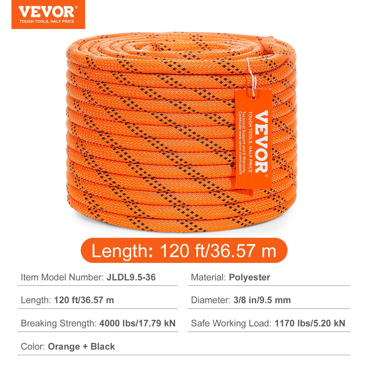 SucceBuy 120ft Double-Braid Polyester Rope