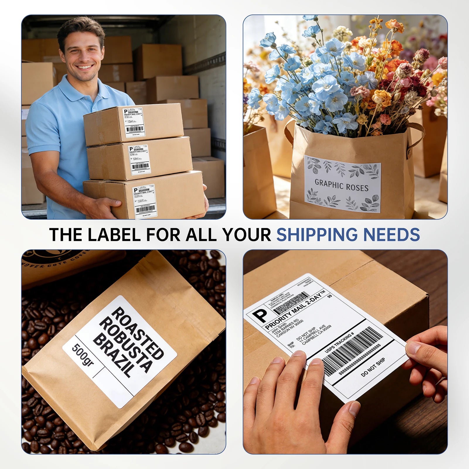 500 Sheets Thermal Printer Paper 4x6 inch A6 100*150mm Size Sticker Paper for Thermal Shipping Label Barcode Address LOGO