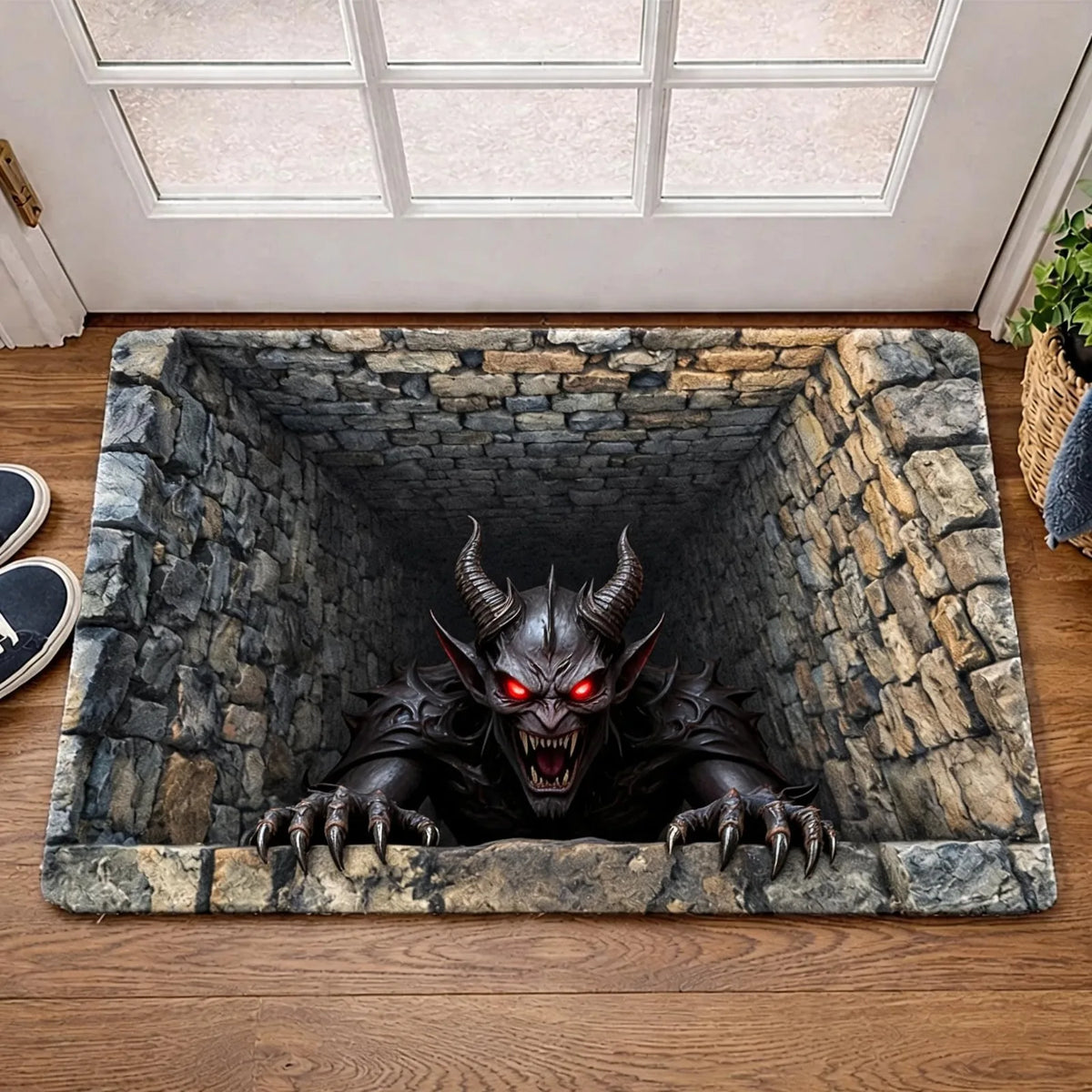 Halloween 3D Illusion Skeleton Pit Door Mat