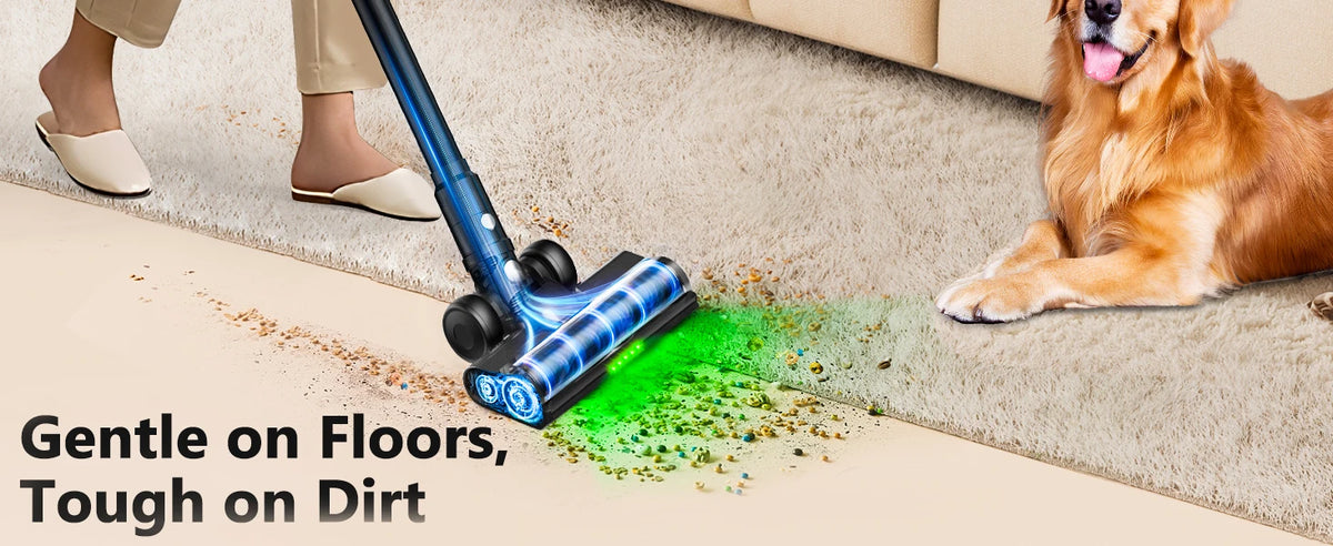 Cordless Vacuum Cleaner, 55Kpa/55min Self-Standing Powerful Stick Lightweight Vacuum Cleaner for Home Fur/Hard Floor/Rug