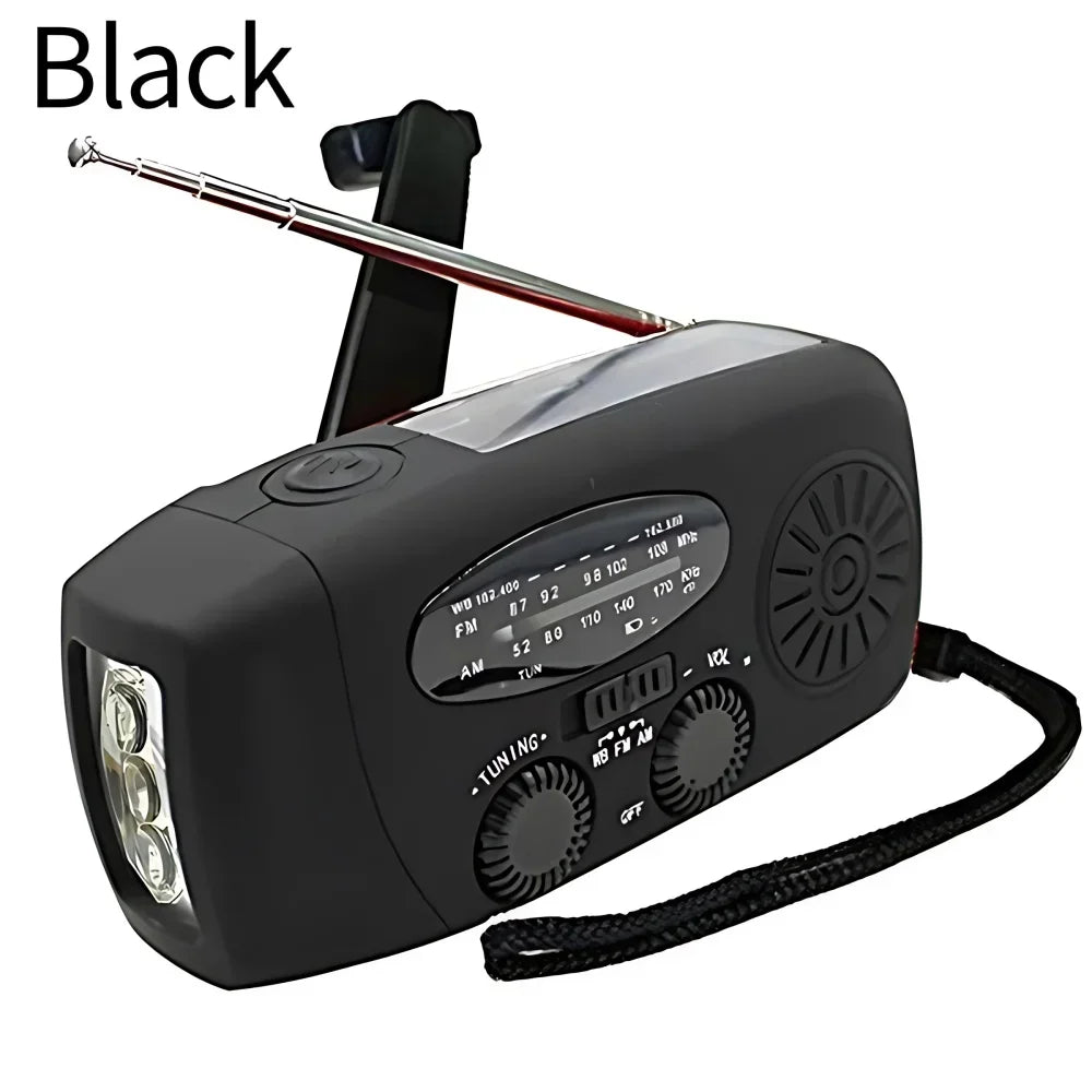 Solar Hand Crank Radio Portable Emergency Weather Alert Device with 2000mAh Power Bank and LED Flashlight Ideal for Home Blackout Severe Weather