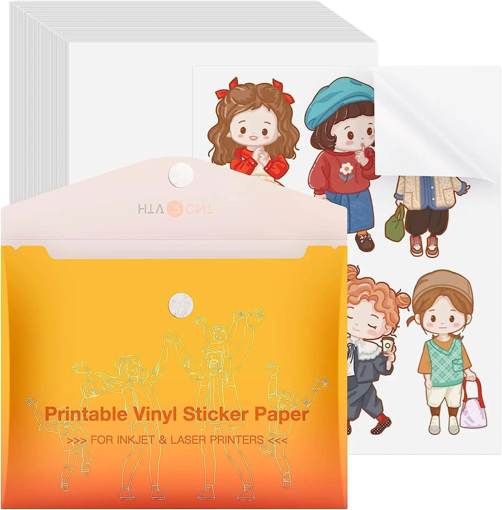 HTVRONT 100 Sheets 8.5x11in Matte Glossy Printable Vinyl Sticker Paper Waterproof Copy Paper For Inkjet Printer Dries Quickly