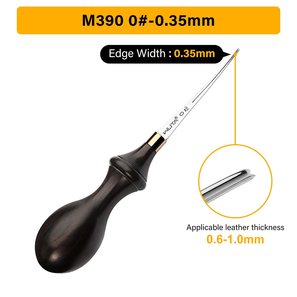 WUTA 1PC Leather Edge Beveler PRO Skiving Craft Work M390 / DC53 Steel Ebony Handle Cutter Edger Creaser Skiver Leather Tools