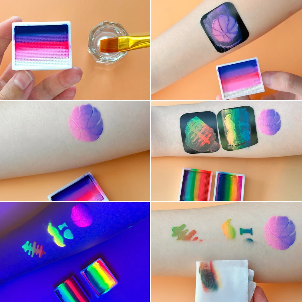 12 Colours Water-Soluble Rainbow Palette Children's Face Body Paint, Halloween Stage Makeup Body Paint Pigments Face Makeup
