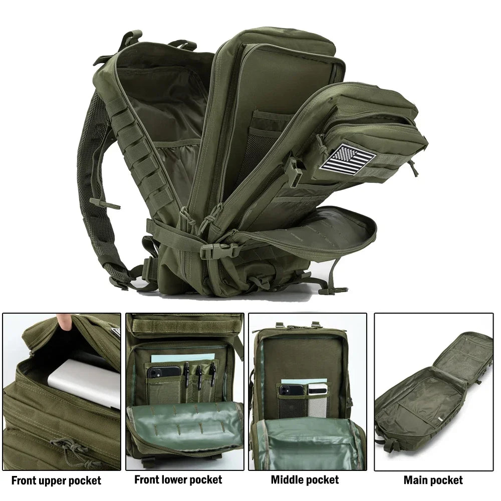 45L Large Capacity Outdoor Backpack, 3-Day Hiking and Camping Rucksack