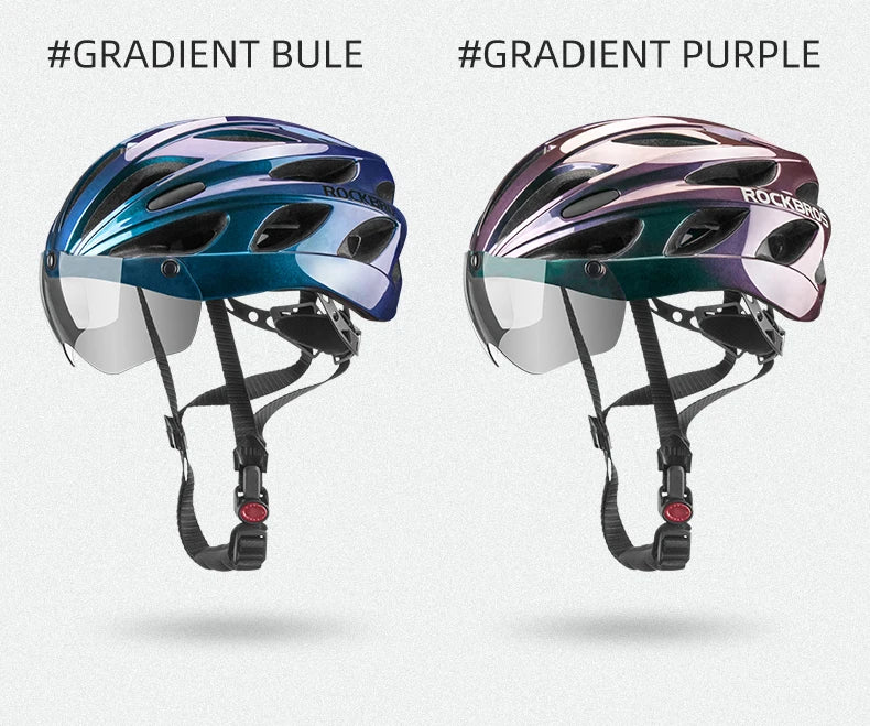 ROCKBROS Bicycle Helmet  Aero Cycling Helmet Integrally-molded Bike Helmet Men Women Goggles Lens MTB Road Cycling Equipment