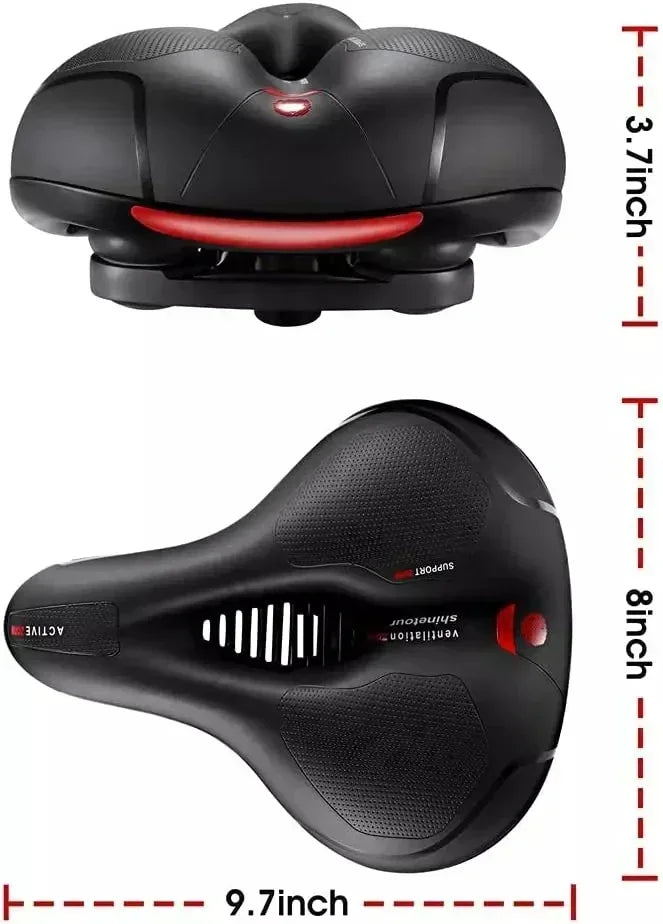 Hollow Breathable Bike Seat Cushion Widened Soft Bicycle Saddle With Taillight for Mountain & Road Cycling