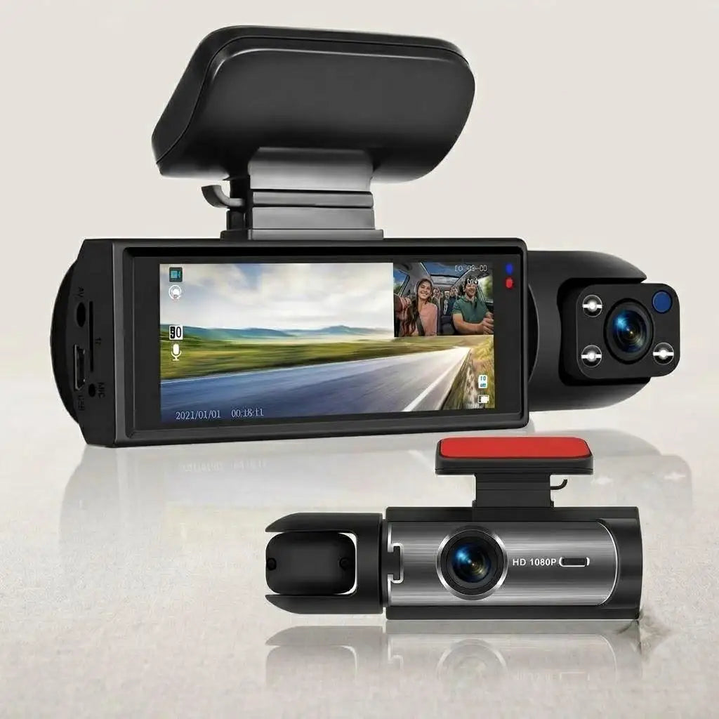 1080P HD Front and Rear Dash Camera for Car Driving Recorder with IR Night Vision G Sensor 3 1 6 Inch IPS Screen 150 Degree Wide Angle Dual Lens Car DVR for Seamless Loop Recording and Parking Guard Safety Shield