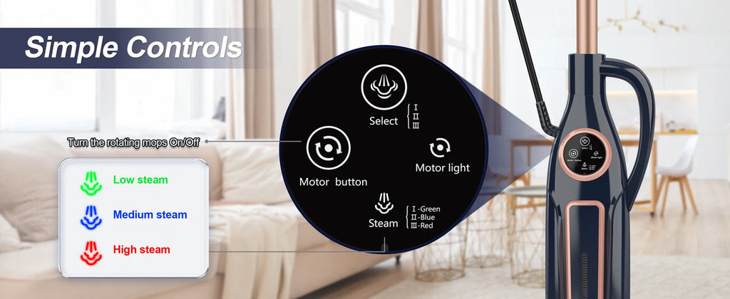 INSE VM6 Steam Mop Cleaner with Rotating Mop Pad 1300W Powerful Floor Steamer 10 in 1 Lightweight Spin Mop for Home Hardwood Laminate Tile