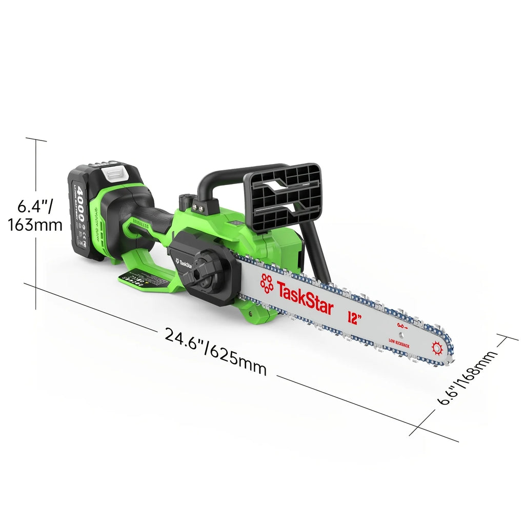 12 Inch Brushless Electric Chainsaw Cordless Electric Saw with Auto Oiler & Security Lock