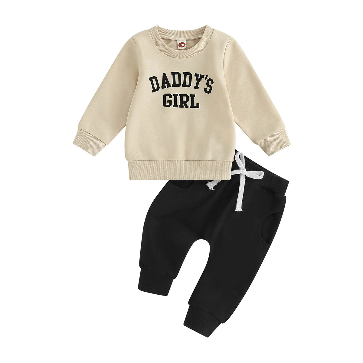 Toddler Girls Fall Outfit, Letter Print Long Sleeve Sweatshirt and Elastic Waist Pants Set