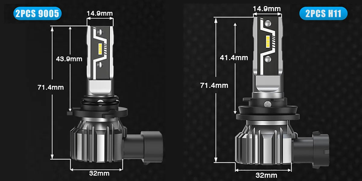 NOVSIGHT LED Headlight Bulbs 2PCS 9005 2PCS H11 Car Headlamp High Low Beam Mini Size 50W 10000LM Headlamp 6500K White Fog Lamp