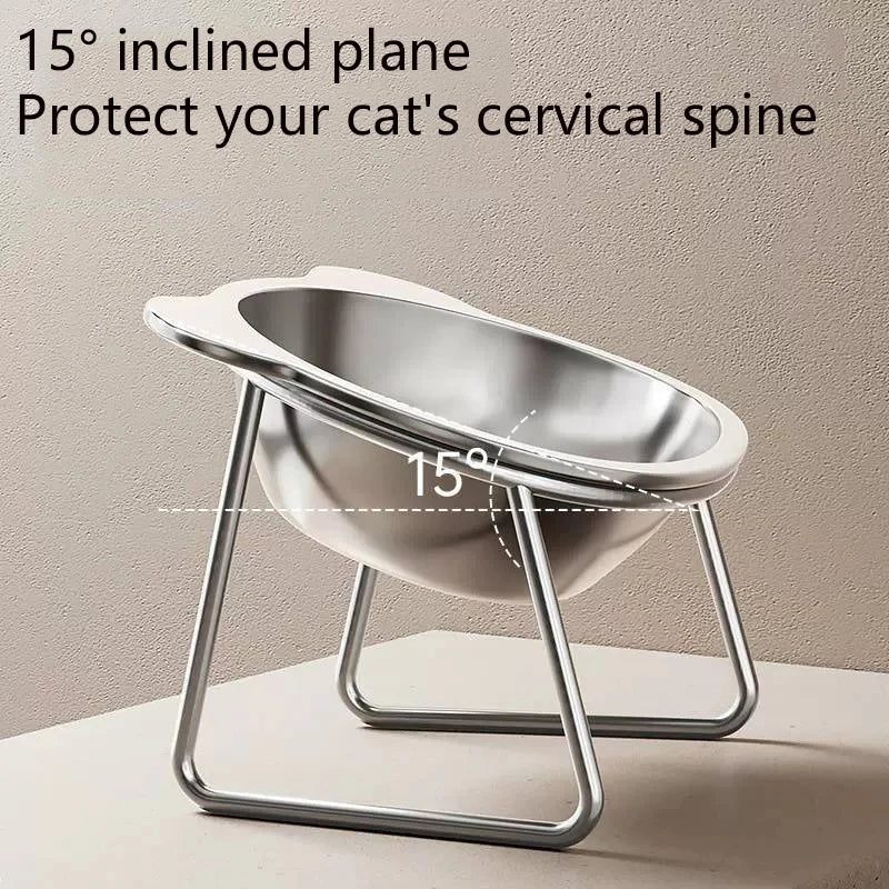BOOTEELY Tilted Stainless Steel Cat Bowl with Metal Stand, Raised Food and Water Dish for Cats, Kittens and Puppies