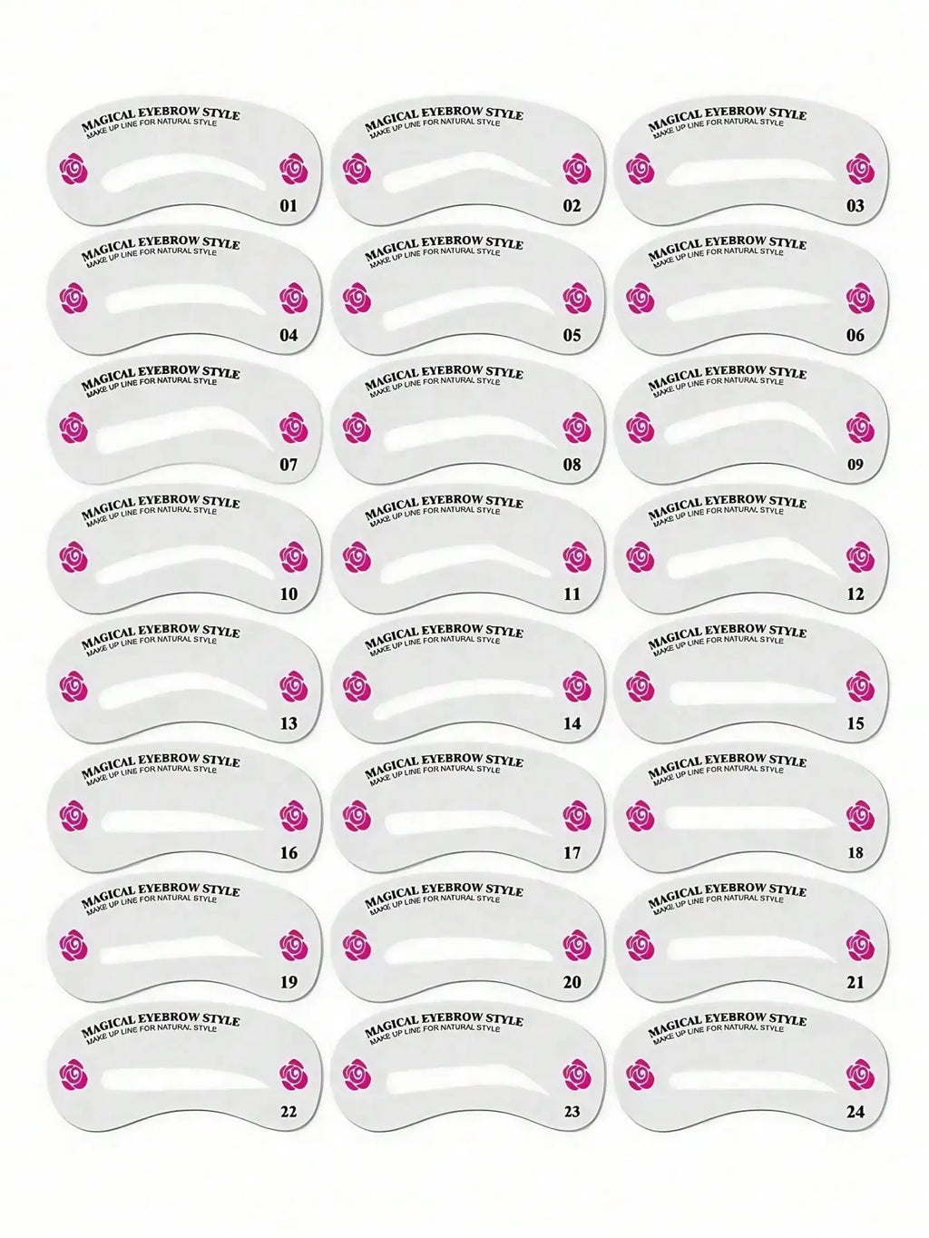 Eyebrow Shaping Stencils, 24 Styles, Reusable Brow Grooming and Makeup Kit for Women