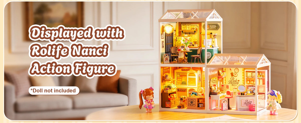Rolife Dollhouse 3D Puzzle Super Creator Serious DIY Miniature House Kit with LED Light for Home Decor Birthday Gift for Girls Teens(DW026/27/28)