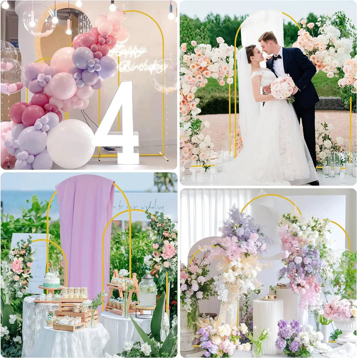 5 Styles Chira Backdrop Stand Large Size Gold Metal Balloon Arch Set Photography Background Wedding Party Decor Flower Support