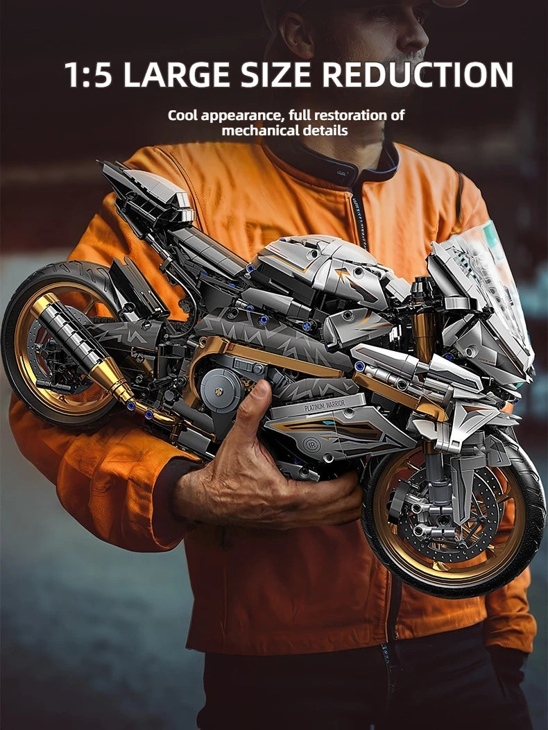 KAVOWORLD 1:5 Motorcycle Desktop Ornament Building Blocks Set 2045PCS Technic Motorbike Model Kit Sport Bike Bricks Boy Toy Gift