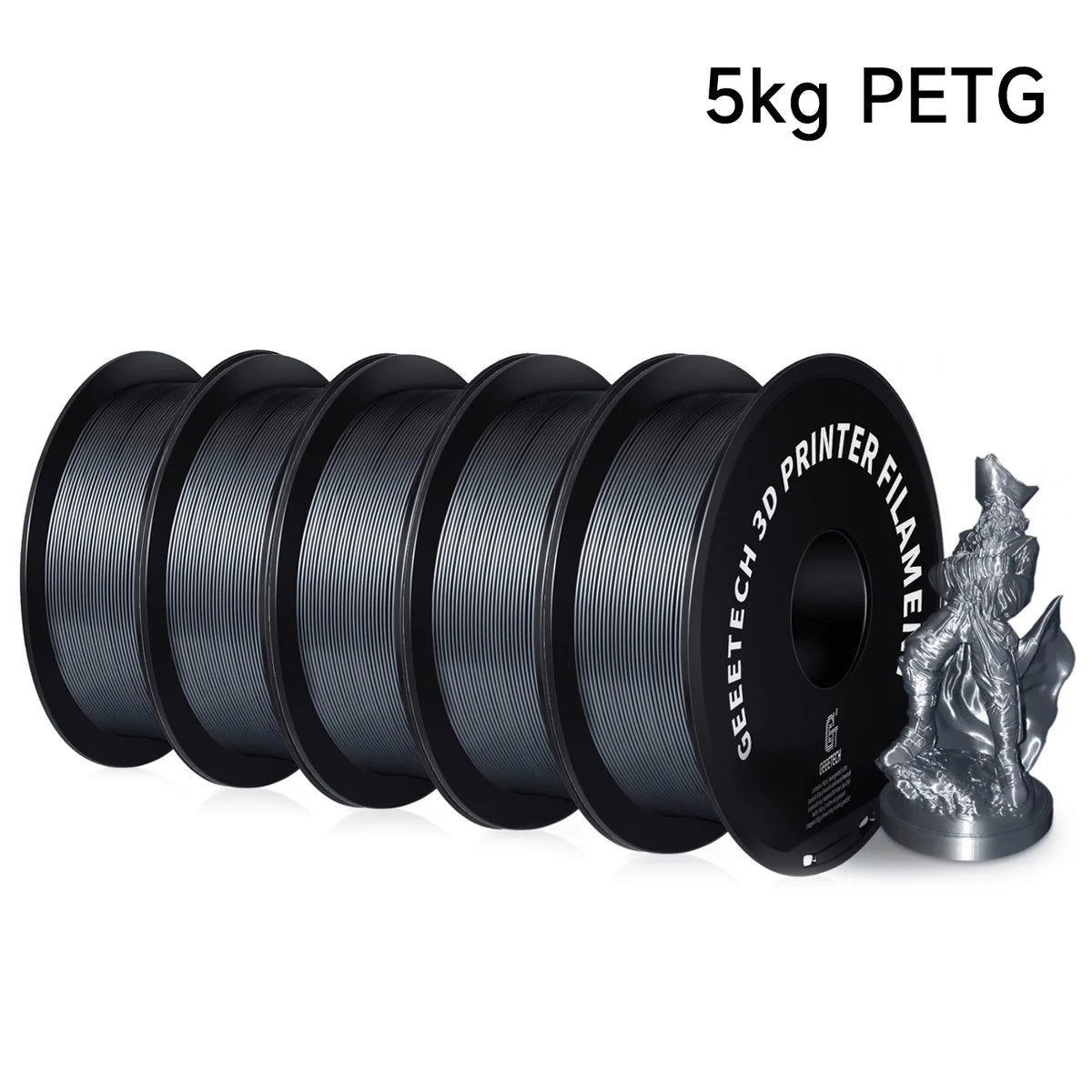 Geeetech PETG 3D Printer Filament 1.75mm 5kg, Durable Multi-Color Pack for FDM Printers