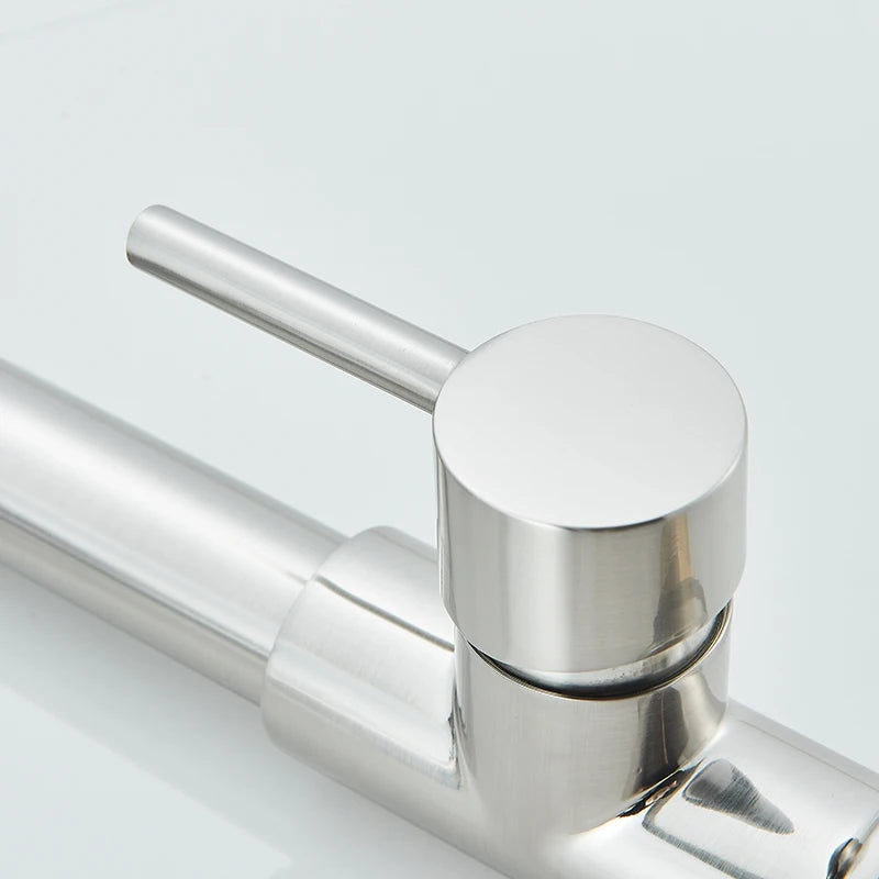 Pull-Down Kitchen Sink Faucet, 360 Swivel Dual Spout with 2 Spray Modes, Brushed Nickel
